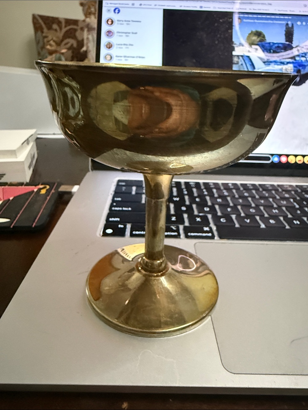 Vintage Brass Champagne Coupe - Gold Stemmed Dessert Glass made in Italy 3g 24k